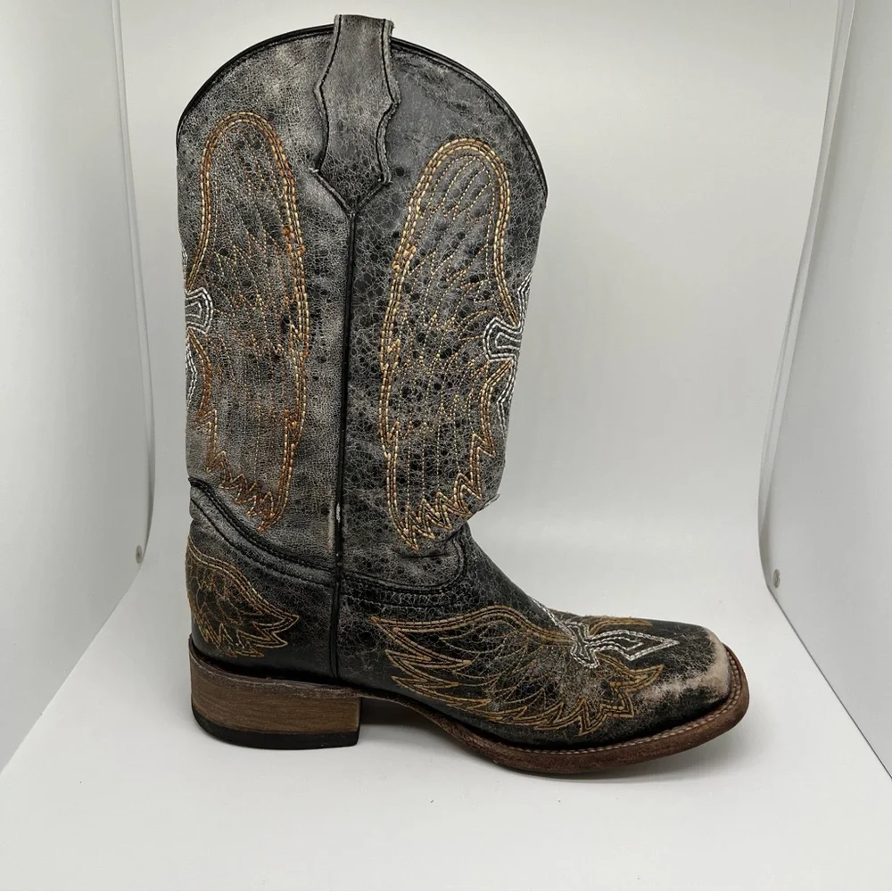 Teens Corral Leather Boots Size 4